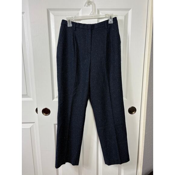 Chadwicks Pleated Front Wool Blend Women's Trousers Blue 8P Straight High-Rise - Picture 1 of 7